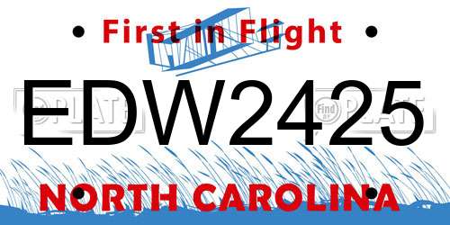 EDW2425 North Carolina License Plate