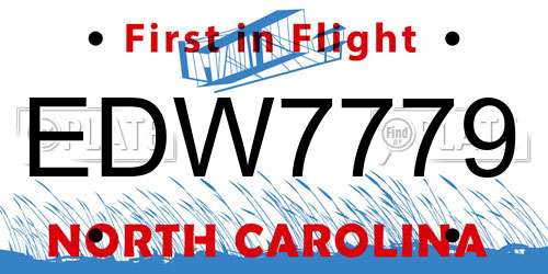 EDW7779 North Carolina License Plate