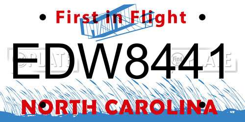 EDW8441 North Carolina License Plate
