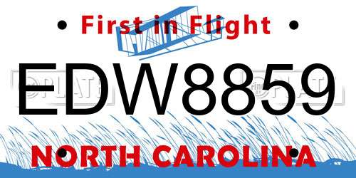 EDW8859 North Carolina License Plate