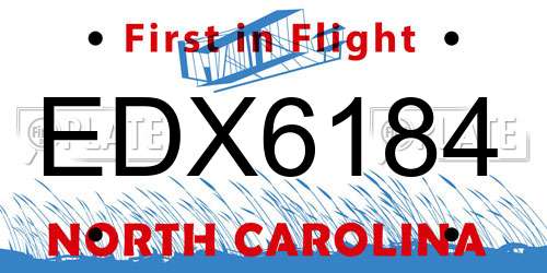 EDX6184 North Carolina License Plate