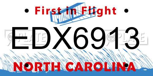 EDX6913 North Carolina License Plate