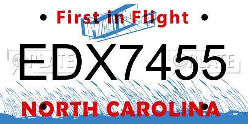 EDX7455 North Carolina License Plate