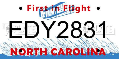 EDY2831 North Carolina License Plate
