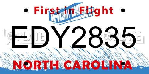 EDY2835 North Carolina License Plate