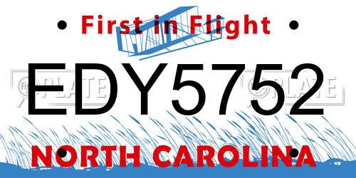 EDY5752 North Carolina License Plate