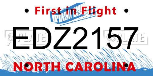EDZ2157 North Carolina License Plate