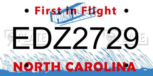 EDZ2729 North Carolina License Plate