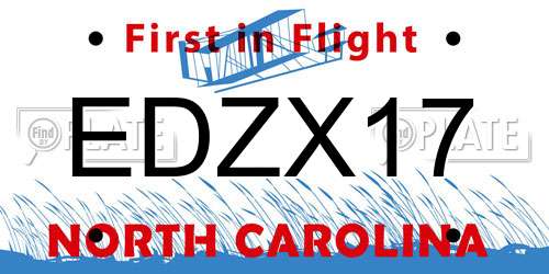 EDZX17 North Carolina License Plate
