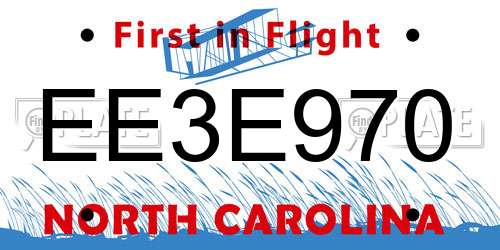 EE3E970 North Carolina License Plate
