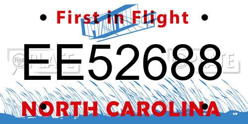 EE52688 North Carolina License Plate