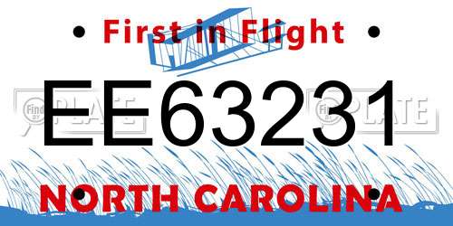 EE63231 North Carolina License Plate
