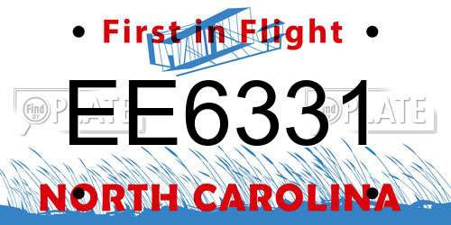 EE6331 North Carolina License Plate