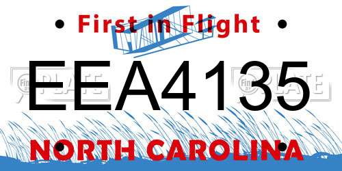 EEA4135 North Carolina License Plate