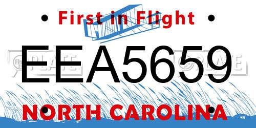 EEA5659 North Carolina License Plate