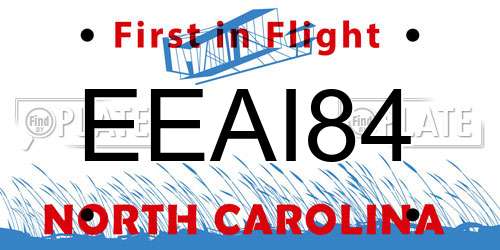 EEAI84 North Carolina License Plate