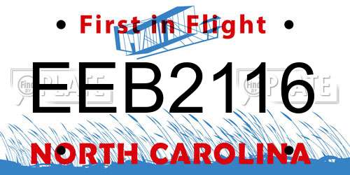 EEB2116 North Carolina License Plate