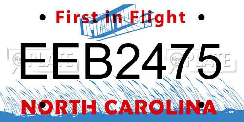 EEB2475 North Carolina License Plate