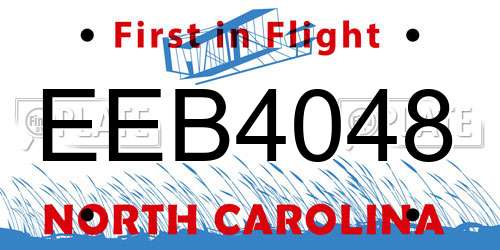 EEB4048 North Carolina License Plate