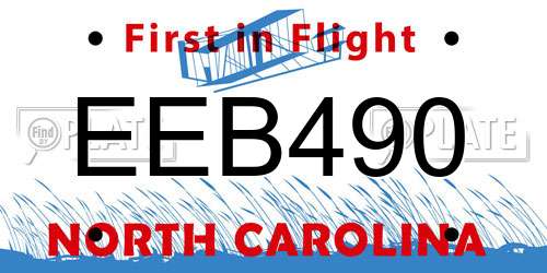 EEB490 North Carolina License Plate