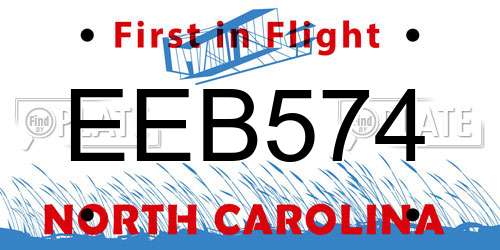 EEB574 North Carolina License Plate