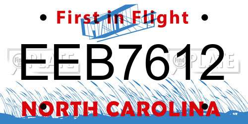 EEB7612 North Carolina License Plate