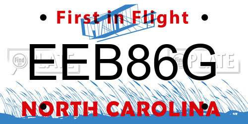 EEB86G North Carolina License Plate