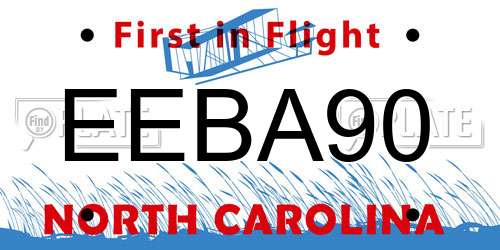 EEBA90 North Carolina License Plate