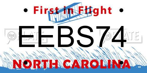 EEBS74 North Carolina License Plate