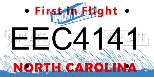 EEC4141 North Carolina License Plate