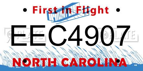 EEC4907 North Carolina License Plate