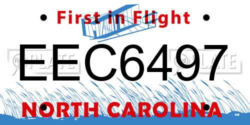EEC6497 North Carolina License Plate