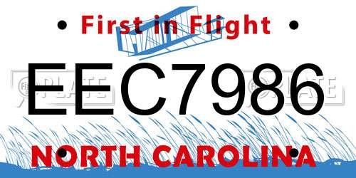 EEC7986 North Carolina License Plate