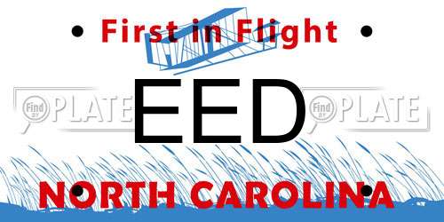 EED North Carolina License Plate