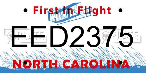 EED2375 North Carolina License Plate