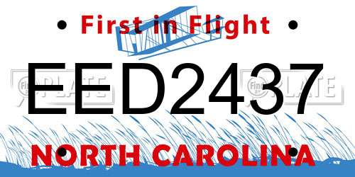 EED2437 North Carolina License Plate