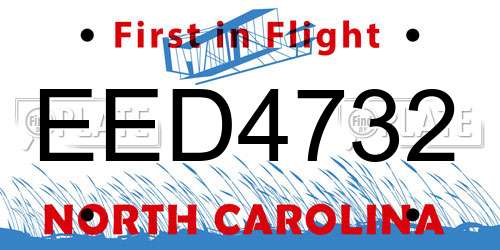 EED4732 North Carolina License Plate