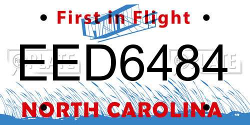 EED6484 North Carolina License Plate