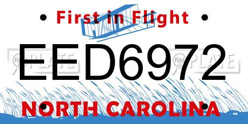 EED6972 North Carolina License Plate