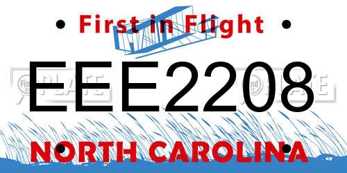 EEE2208 North Carolina License Plate