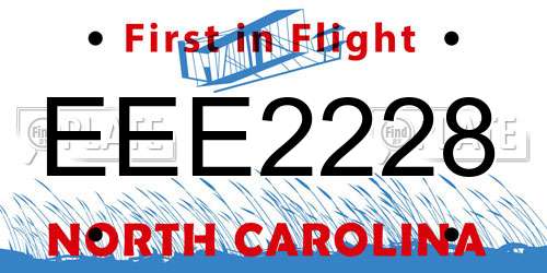 EEE2228 North Carolina License Plate