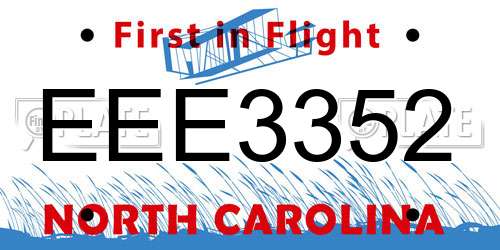 EEE3352 North Carolina License Plate