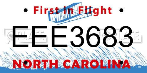 EEE3683 North Carolina License Plate