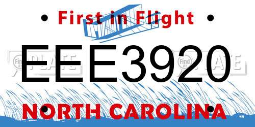 EEE3920 North Carolina License Plate
