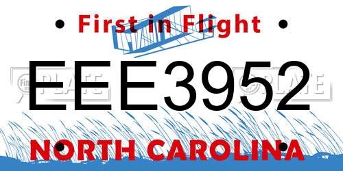 EEE3952 North Carolina License Plate