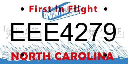 EEE4279 North Carolina License Plate
