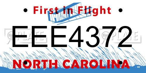 EEE4372 North Carolina License Plate