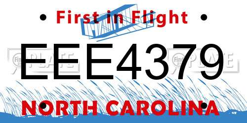 EEE4379 North Carolina License Plate