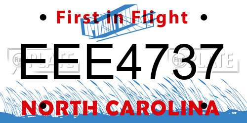 EEE4737 North Carolina License Plate
