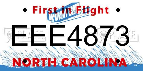 EEE4873 North Carolina License Plate